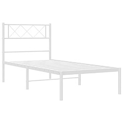 Acheter Maison Chic Lit adulte - Cadre de lit métal avec tête de lit pour chambre blanc 100x190 cm -MN16379