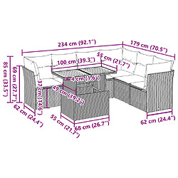 Acheter vidaXL Salon de jardin avec coussins 7 pcs beige résine tressée