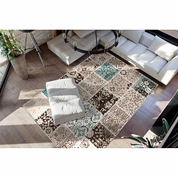 Paris Prix Tapis Patchwork à Poils Courts Ariya Taupe 80 x 150 cm