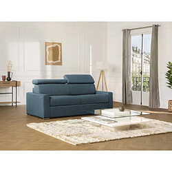 DUNLOPILLO Canapé 4 places convertible express en tissu bleu - couchage lattes larges 160 cm - Matelas 22 cm avec mémoire de forme VIZIR