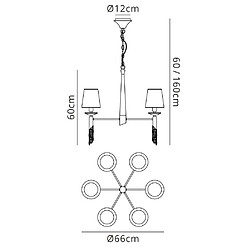 Luminaire Center Suspension Tiffany 6+6 Ampoules E14+G9, chrome poli avec Abat jour blancs & cristal transaparent