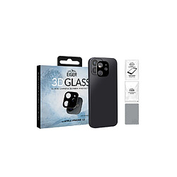 EIGER Verre 3D protecteur d'objectif d'appareil photo pour iPhone 13 Mini avec kit de nettoyage Blanc/noir