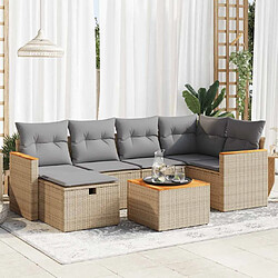 vidaXL Salon de jardin avec coussins 7 pcs beige résine tressée