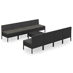 Maison Chic Salon de jardin 9 pcs + coussins - Mobilier/Meubles de jardin - Table et chaises d'extérieur Résine tressée Noir -MN37970