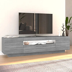 Maison Chic Meubles TV avec lumières LED - Banc TV pour salon Sonoma gris 160x35x40 cm -MN40375 pas cher