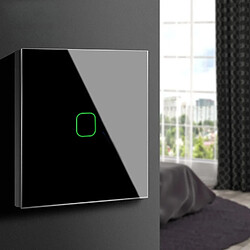 Simple Interrupteur d'éclairage Maclean MCE716B Smart WiFi Tuya, en verre, éclairage par bouton carré, encastrable, 85x85mm, noir