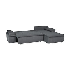 Avis CELINA Canapé d'angle réversible convertible 3 places + Coffre de rangement - Tissu gris - L 274 x P 184 cm