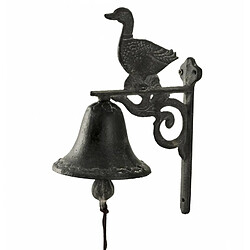 L'Héritier Du Temps Cloche Sonnette Carillon Clochette de Porte Murale sur Crédence Motif Canard en Fonte Patinée Grise 10,50x16x23cm