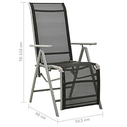 vidaXL Chaise de jardin inclinable textilène et aluminium argenté pas cher