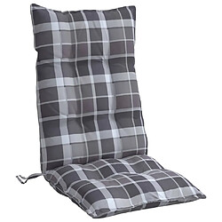 Acheter vidaXL Coussins de chaise à dossier haut lot de 2 motif carreaux gris