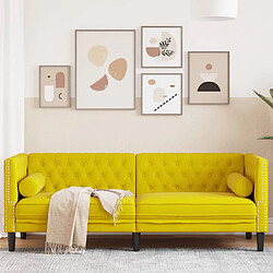 vidaXL Canapé Chesterfield avec traversins 3 places jaune velours