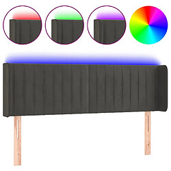 vidaXL Tête de lit à LED Gris foncé 147x16x78/88 cm Velours