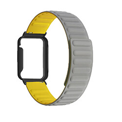 Bracelet en silicone magnétique, à déclenchement rapide pour votre Xiaomi Mi Band 7 Pro - Gris/jaune