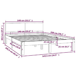 vidaXL Cadre de lit sans matelas bois massif de pin 140x200 cm pas cher