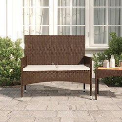 Maison Chic Banc de jardin à 2 places | Banquette de jardin | Chaise Relax avec coussins Marron Résine tressée -MN85094