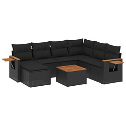 Maison Chic Salon de jardin 8 pcs avec coussins | Ensemble de Table et chaises | Mobilier d'Extérieur noir résine tressée -GKD16025