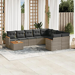 Maison Chic Salon de jardin avec coussins 10 pcs, Ensemble Tables et chaises de jardin, gris résine tressée -GKD251163