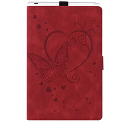 Etui en PU motif papillon avec support, porte-cartes et porte-stylo rouge pour votre Samsung Galaxy Tab S7/Galaxy Tab S8