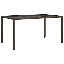 vidaXL Table de jardin 150x90x75 cm Verre trempé/résine tressée Marron