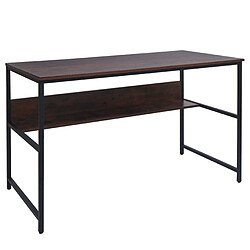 Decoshop26 Bureau table d'ordinateur espace de rangement sous le plateau de table 120x60 cm en MDF marron et métal 04_0006062