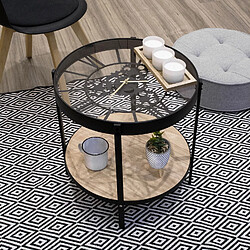 Acheter The Home Deco Factory Table d'appoint design horloge vintage Oscar - Diam. 50 x H. 50 cm - Noir