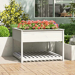 Maison Chic Jardinière,Bac à fleurs - pot de fleur et étagère Blanc 111,5x111,5x81cm Bois massif de pin -GKD60052