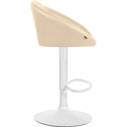 Acheter Decoshop26 Tabouret de bar assise pivotante à 360° hauteur réglable en PVC crème piètement en métal blanc 10_0004769