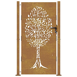 Avis vidaXL Portail de jardin 105x180 cm acier corten conception de l'arbre