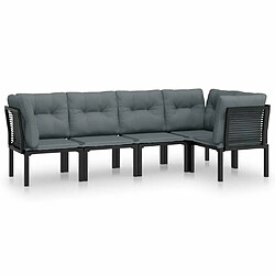 Maison Chic Salon de jardin 5 pcs - Table et chaises d'extérieur - Mobilier/Meubles de jardin Moderne noir et gris résine tressée -MN72939