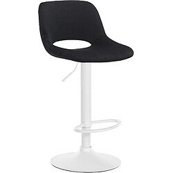 Decoshop26 Tabouret de bar chaise haute x1 avec repose-pieds en velours noir piètement métallique blanc 10_0004610