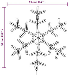 vidaXL Figure de flocon de neige de Noël et 144LED Blanc chaud 59x59cm pas cher