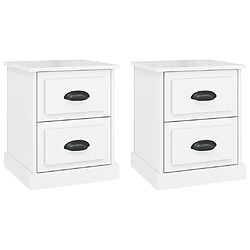 Maison Chic Lot de 2 Tables de chevet,Table de nuit,Table d'appoint pour salon blanc brillant 39x39x47,5 cm -MN95933