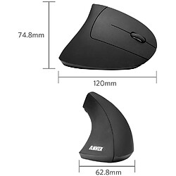 Anker Souris Ergonomique Verticale USB Sans Fil 2.4G avec 3 Niveaux DPI ajustables 800 / 1200 / 1600 et 5 Contrôles Latéraux