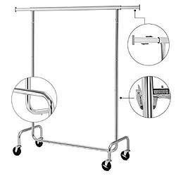 Portant à vêtements, Charge Max,130 kg, Télescopique, Réglable, avec roulettes, Mètal chromé HSR11S SONGMICS pas cher