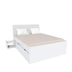 Le Quai Des Affaires Lit double ZENIA 140x190 + 2 chevets + 2 tiroirs / Blanc