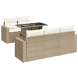 vidaXL Salon de jardin avec coussins 6 pcs beige résine tressée