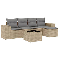 Maison Chic Salon de jardin avec coussins 6 pcs | Ensemble de Table et chaises | Mobilier d'Extérieur beige résine tressée -GKD50676