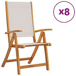 vidaXL Chaises pliables de jardin lot de 8 bois d'acacia et textilène