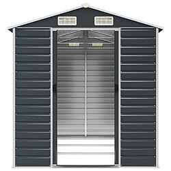 Acheter Helloshop26 Abri de jardin cabane cabanon maison de stockage remise extérieur hangar outils robuste 191 x 300 x 198 cm acier galvanisé anthracite 02_0022185