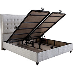 Acheter Vivenla Ensemble de lit coffre 180x200 en tissu bouclette blanc avec un matelas à ressorts ensachés 7 zones de confort de la collection LONDON