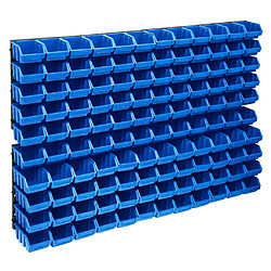 vidaXL Kit de bacs de stockage et panneaux muraux 128 pcs Bleu et noir