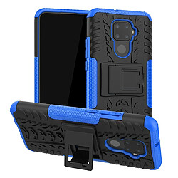 Wewoo Coque Renforcée Pour Huawei Nova 5i Pro Texture de pneu TPU + PC Antichoc avec support bleu