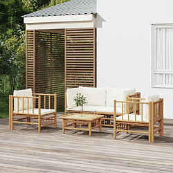 Maison Chic Salon de jardin 5 pcs + coussins - Mobilier/Meubles de jardin - Table et chaises d'extérieur blanc crème bambou -MN76229