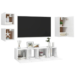 Avis Maison Chic Ensemble de meubles TV 5 pcs | Banc TV Moderne pour salon | Meuble de Rangement - Blanc Aggloméré -MN92577