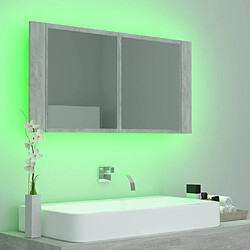 Avis vidaXL Armoire de salle de bain à miroir LED Gris béton Acrylique