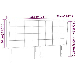 Acheter vidaXL Tête de lit avec oreilles Marron foncé 183x23x118/128 cm Tissu