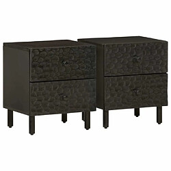 Maison Chic Lot de 2 Tables de chevet - Tables de Nuit noir 40x33x46 cm bois de manguier solide