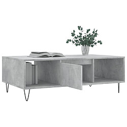 Avis vidaXL Table basse gris béton 104x60x35 cm bois d'ingénierie