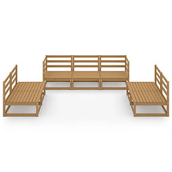 Avis Maison Chic Salon de jardin 7 pcs - Table et chaises d'extérieur - Mobilier/Meubles de jardin Moderne marron miel bois de pin massif -MN81892