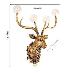 Universal Lampe murale moderne en verre à tête de cerf en résine Art Cerf Décoration de la maison Lampe murale pour le salon LED miroir Lampe murale